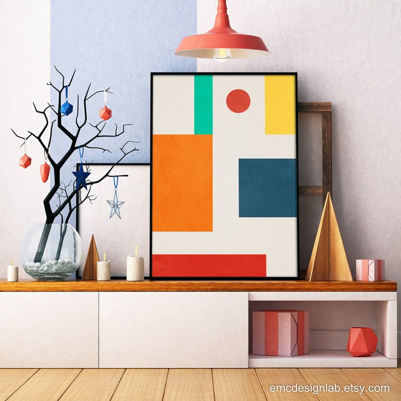 Geometric Colorful Modern Print Abstract Nursery Wall Art Etsy