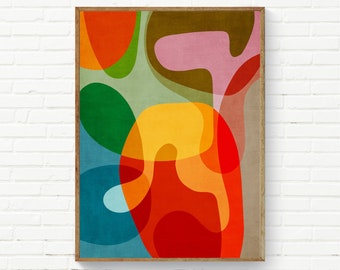 Colorful Modern Mid-Century Colors Wall Art, Vibrant Colors Abstract Wall Art, Colorful Bold Design Print