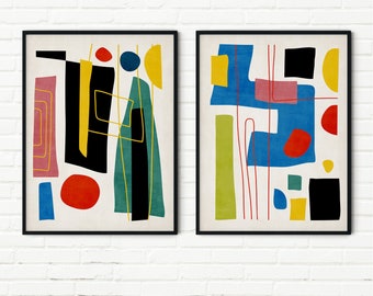 Abstract Contemporary Set of 2 Print Exclusive Black & Colors
