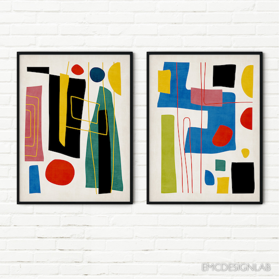 Abstract Contemporary Set of 2 Print Exclusive Black & Colors