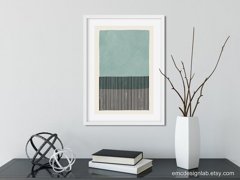 Light Blue/green Wall Art Light Teal Abstract Minimalist Etsy