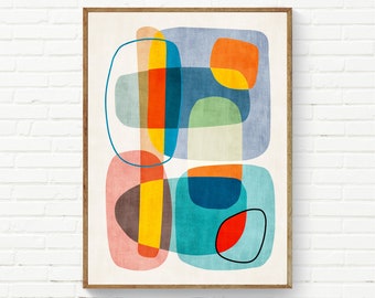 Fun Colorful Modern Abstract Art Print Rich Texture Pop Bold Wall Art Office Decor Colorful Bright Playful Nursery Wall Art Prints