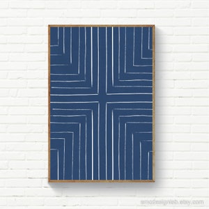Blue & White Set of 2 Prints / Original Abstract Geometrical Lines ...