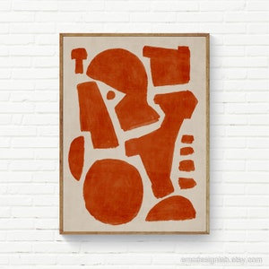 Große Wandkunst Beige Gebrannte Orange, Organische Formen, Moderne Wandkunst, Gebrannte Orange Abstrakter Druck, Gebrannte Orange Wandkunst