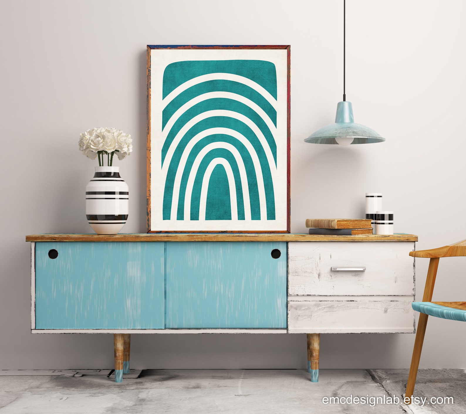 Teal Modern Wall Art Print / Teal Minimalist Poster / Minimal - Etsy