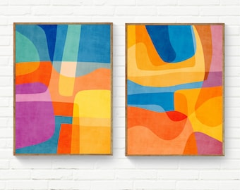 Stampa artistica astratta colorata, audace e vibrante su tela, dimensioni personalizzate