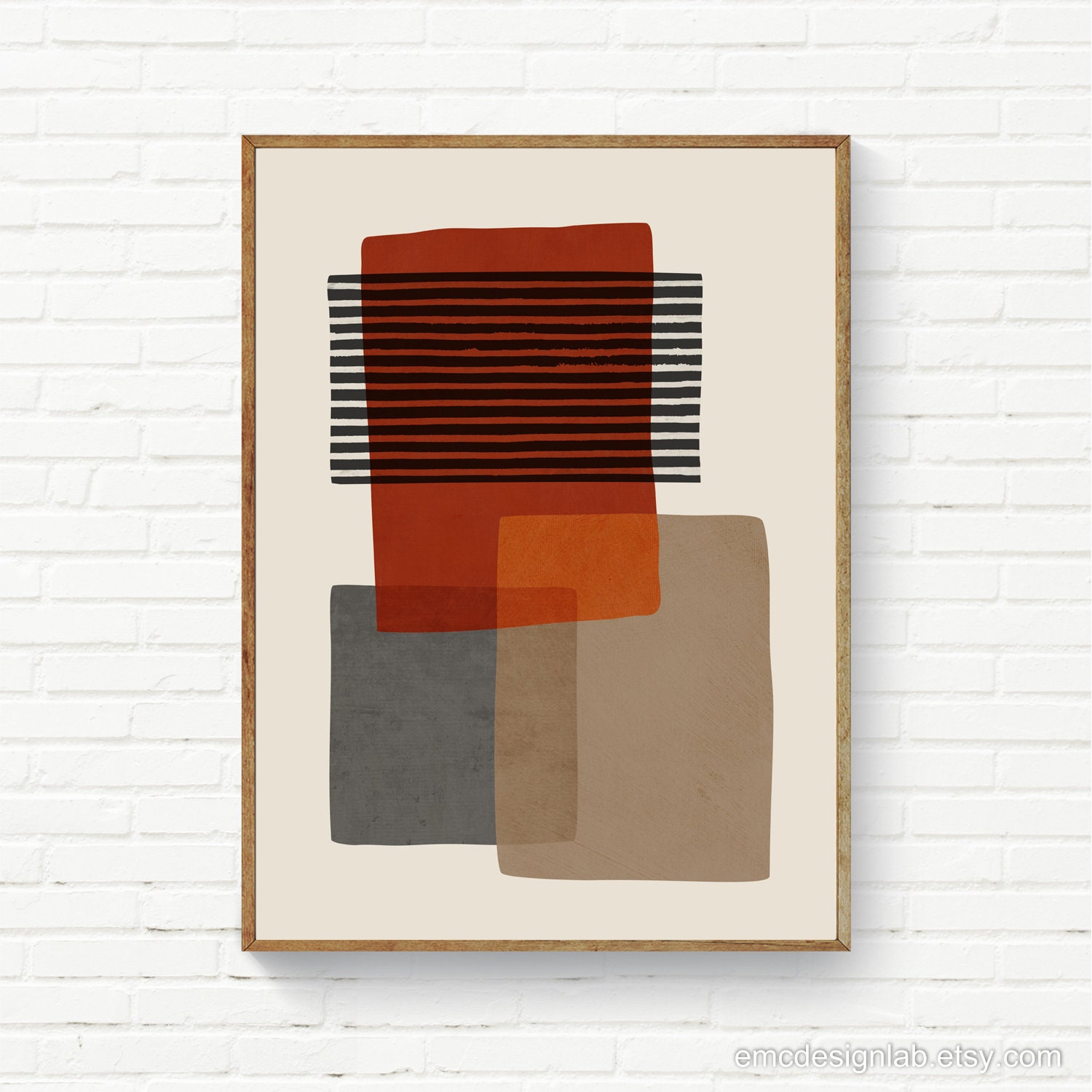 Original Abstract Wall Art Black Lines Rust Beige Original Art Print for Office Abstract Contemporary Burgundy Prints