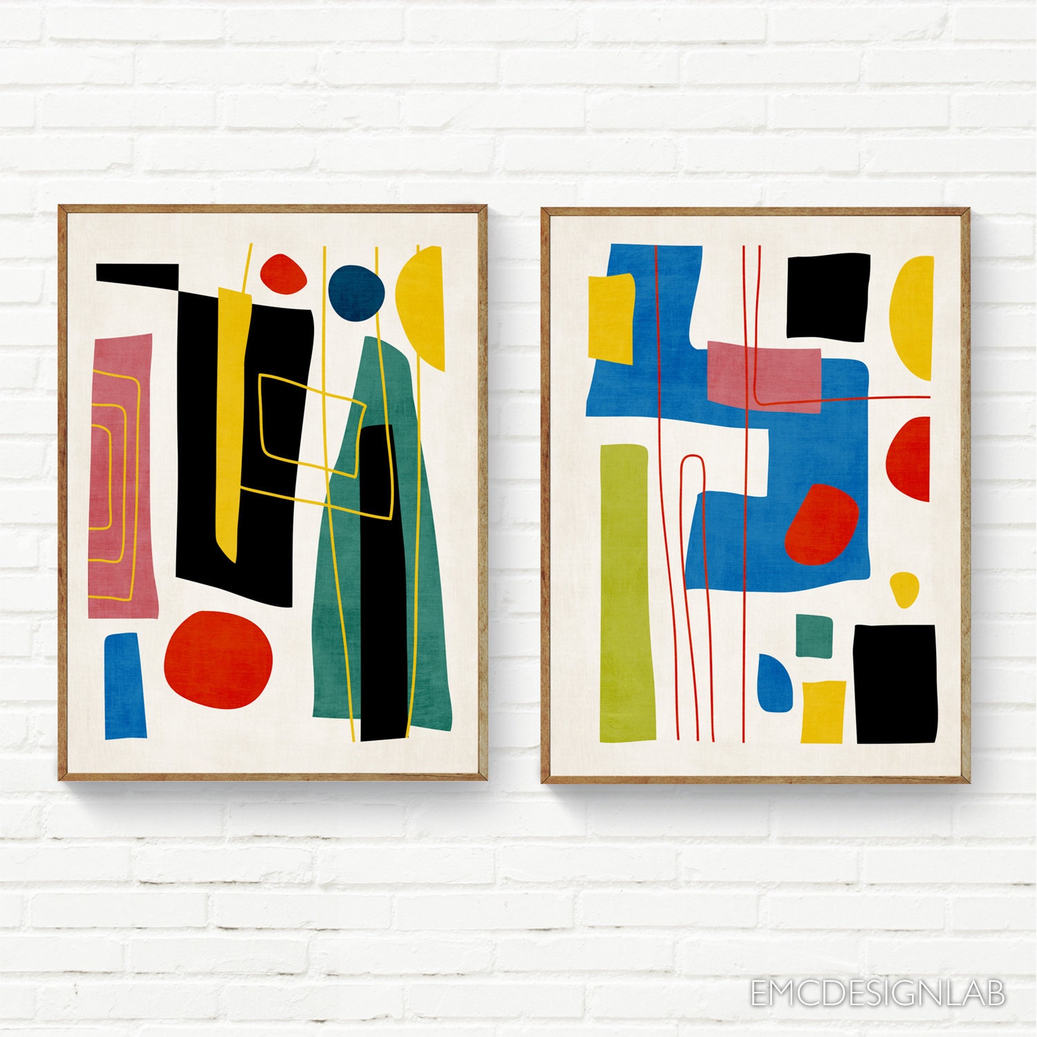 Abstract Contemporary Set of 2 Print Exclusive Black & Colors