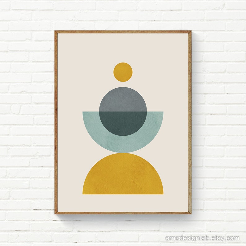 Set of 3 Mustard Wall Art Gray Mustard Print Set Original Etsy