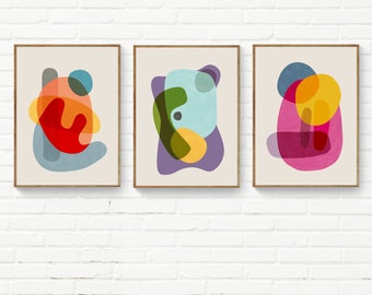Set of 3 Vibrant Colors Colorful Wall Art, Set of 3 Nursery Prints, Colorful Bright Print Set, Cheerful Nursery Wall Art