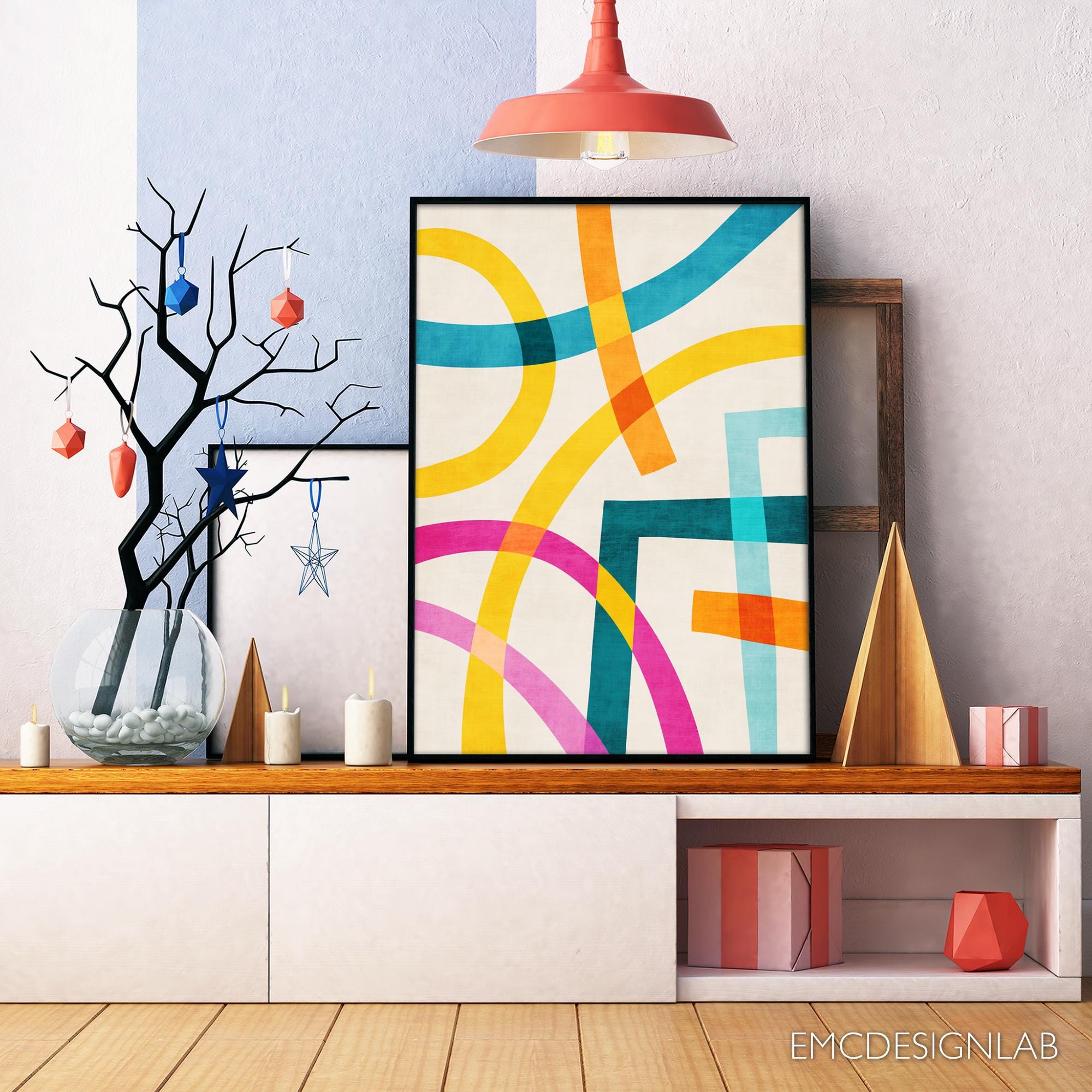 Colorful Bold Lines Abstract Art Print Vibrant Bright Wall Art - Etsy