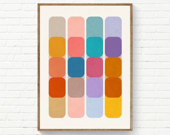 Modern Geometric Colorful Wall Art Print Original Bright Geometric Multicolored Artwork Vivid Fun Vibrant Art Print Living Room Prints