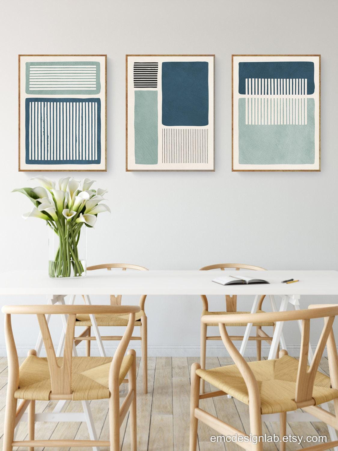 Set of 3 Wall Art Modern Prints, Set of 3 Minimalist Prints in Light ...