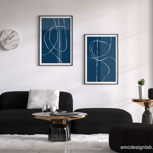 Navy & White Wall Art Poster Large Size Navy Cream Printable - Etsy