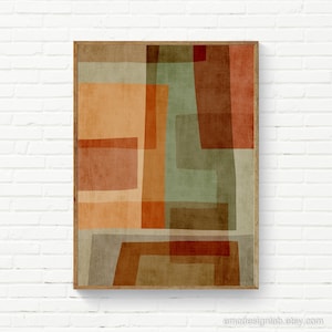 Earth Colors Brown Tones Wall Art Print Green Brown Rust Light Orange Digital Artwork Abstract Digital Painting Modern Design Art