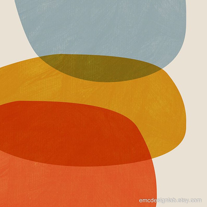 Set of 3 Original Abstract Mid Century Wall Art Colorful Etsy