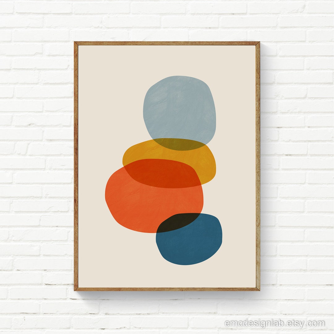 Abstract Mid Century Art Scandinavian Wall Art Trendy Colors Mid