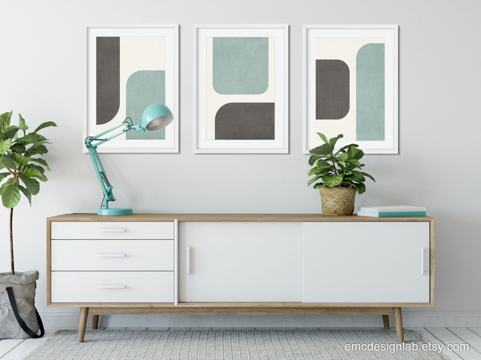 Blue/green & Gray Wall Art / Modern Poster Living Room Decor / Etsy