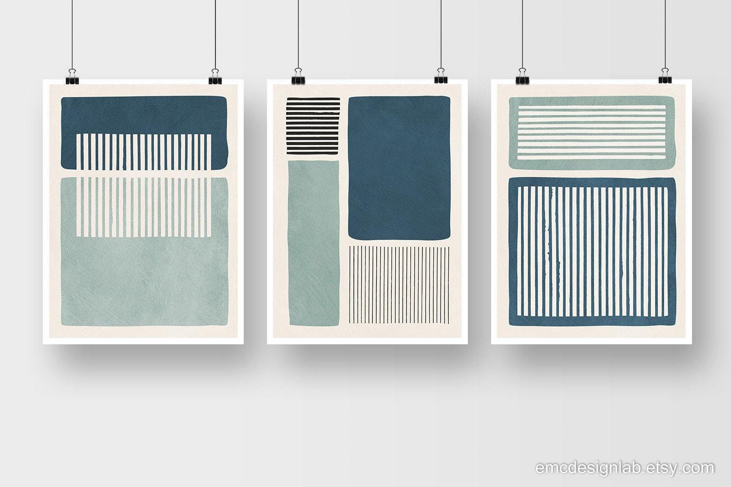 Set of 3 Wall Art Modern Prints, Set of 3 Minimalist Prints in Light ...
