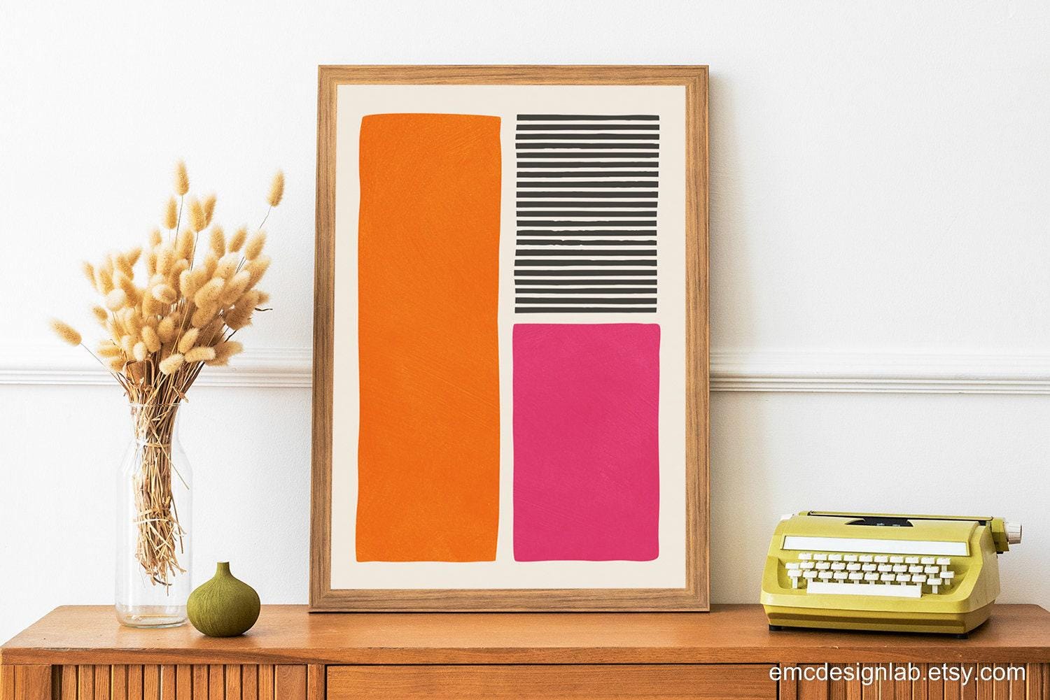 Pink Orange Schwarz Farbblock Kunstdruck Moderne abstrakte Wandkunst Bold hell Kunstwerk Benutzerdefinierte Farbe benutzerdefinierte Größe Kunst