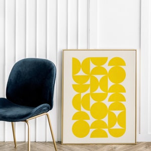 Bright Yellow Modern Wall Art Print / Simple Minimalist Design Yellow Semicircles Wall Art / Pineapple Lemon Electric Yellow Artwork Design image 3