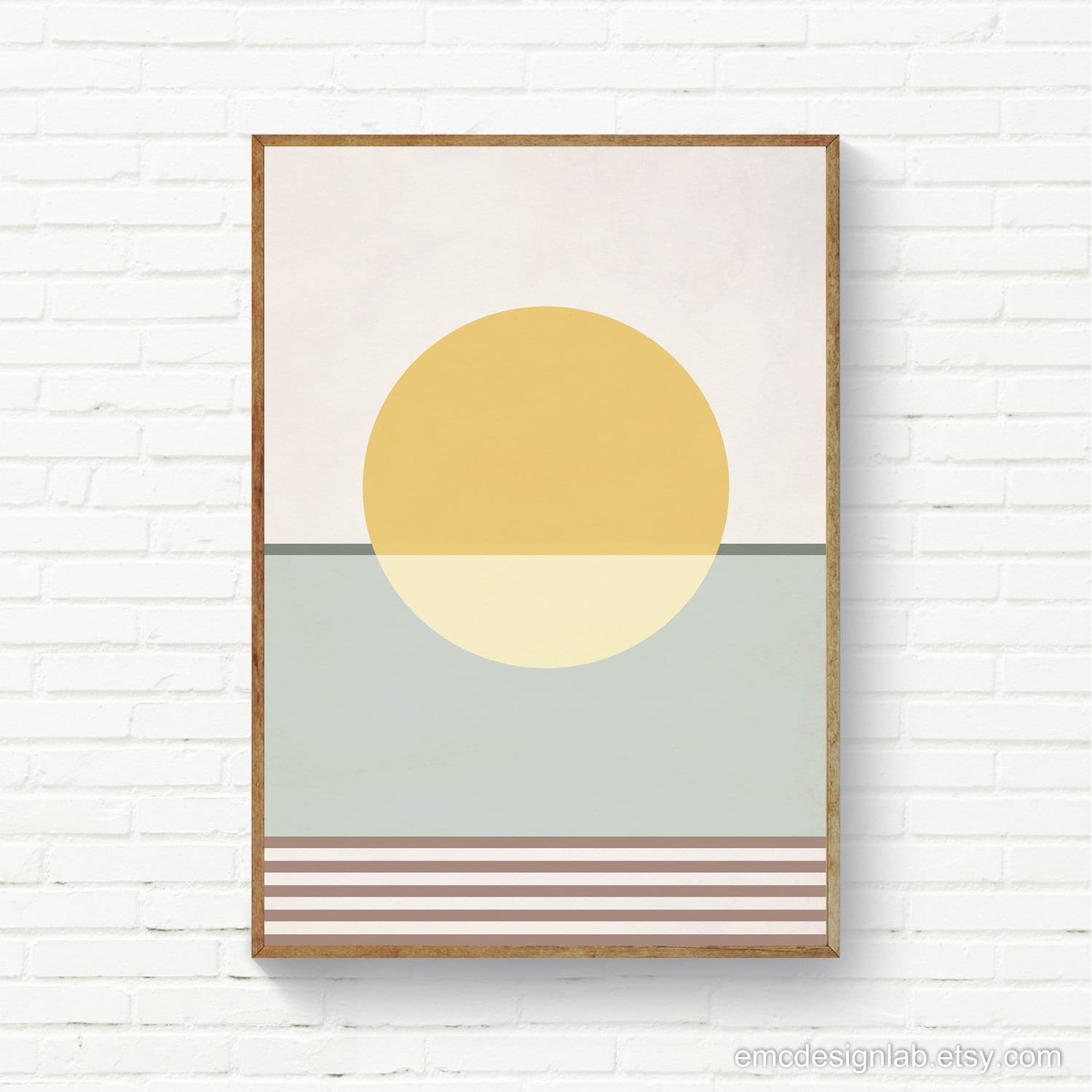 Abstract Sun Original Wall Art Geometric Landscape | Etsy