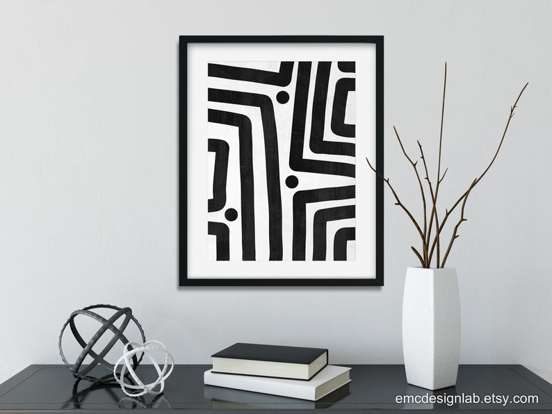 Bold Black Lines Wall Art Black and White Abstract Wall Art - Etsy
