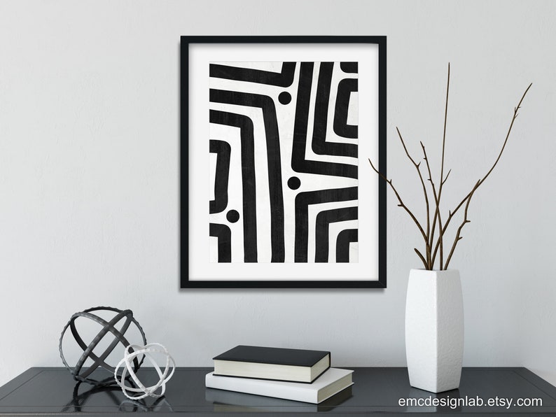 Bold Black Lines Wall Art Black and White Abstract Wall Art Etsy