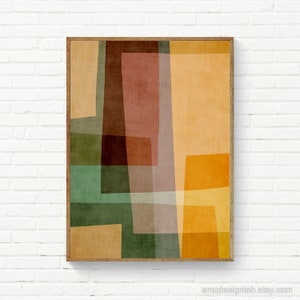 Herbst Warme Töne Abstrakte Wand Kunst / Herbstfarben Moderne abstrakte Kunst Druck / Digitales Kunstwerk Gelb Grün Rot Rötlich Braun Beige Tan Druck