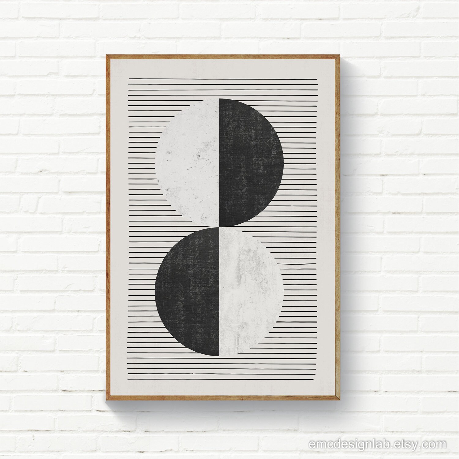 Black & White Circles and Lines Wall Art Minimalist Print Etsy