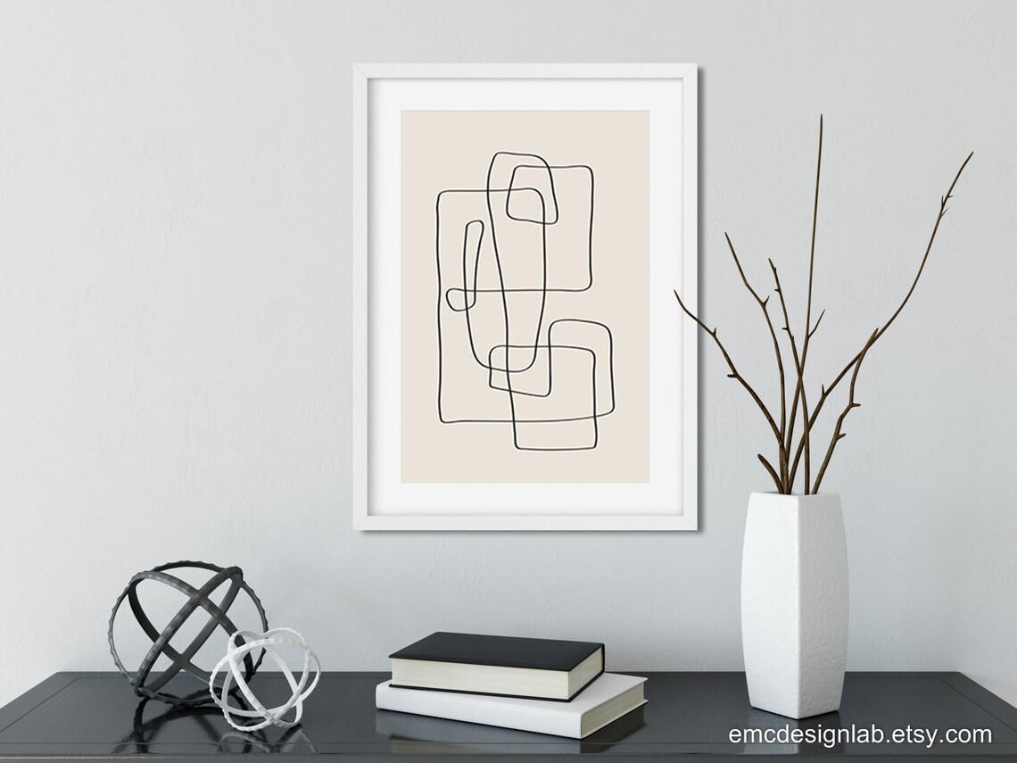 Minimalist Wall Art Original Line Art Abstract Print Line | Etsy