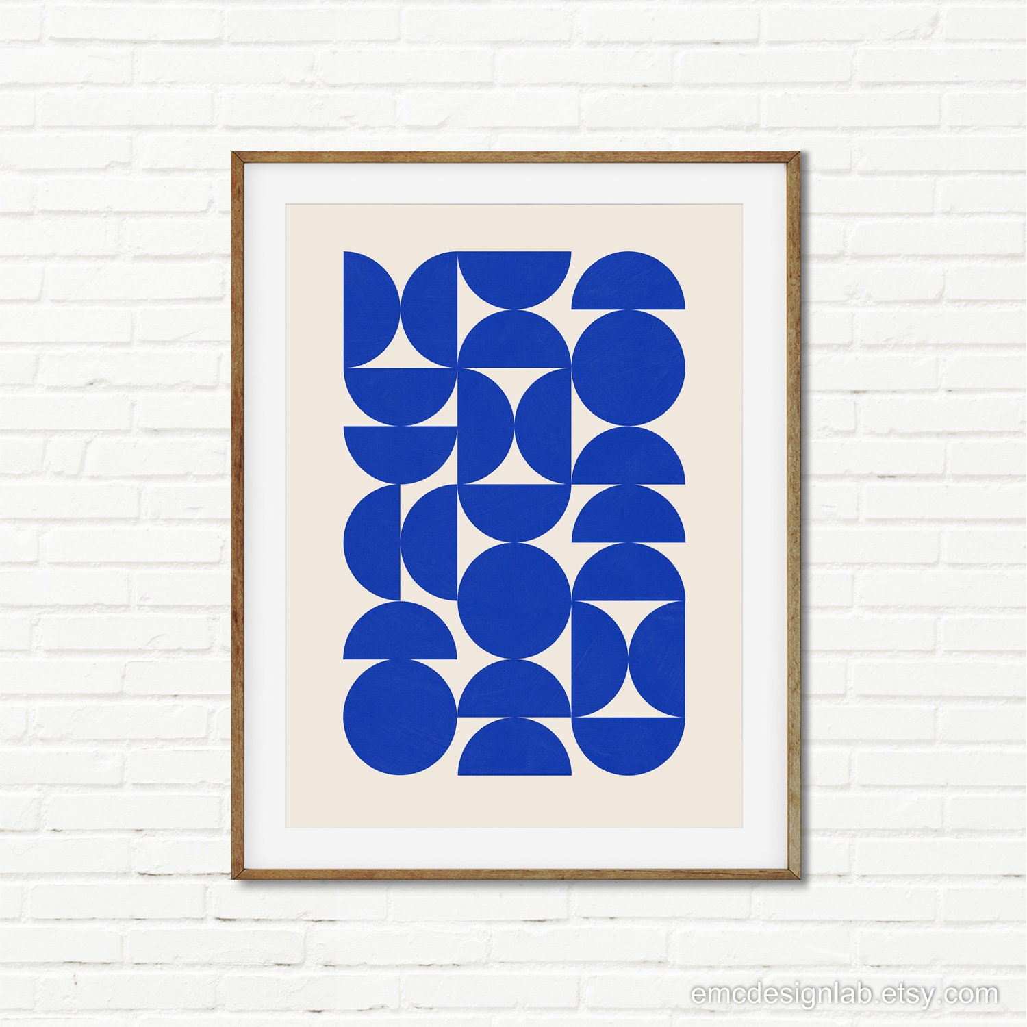 Minimalist Semi Circles Print, Blue Matisse Half Moon Print, MCM