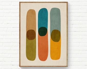 Warm Tone Modern Art Print MidMod Minimalist Abstract Artwork