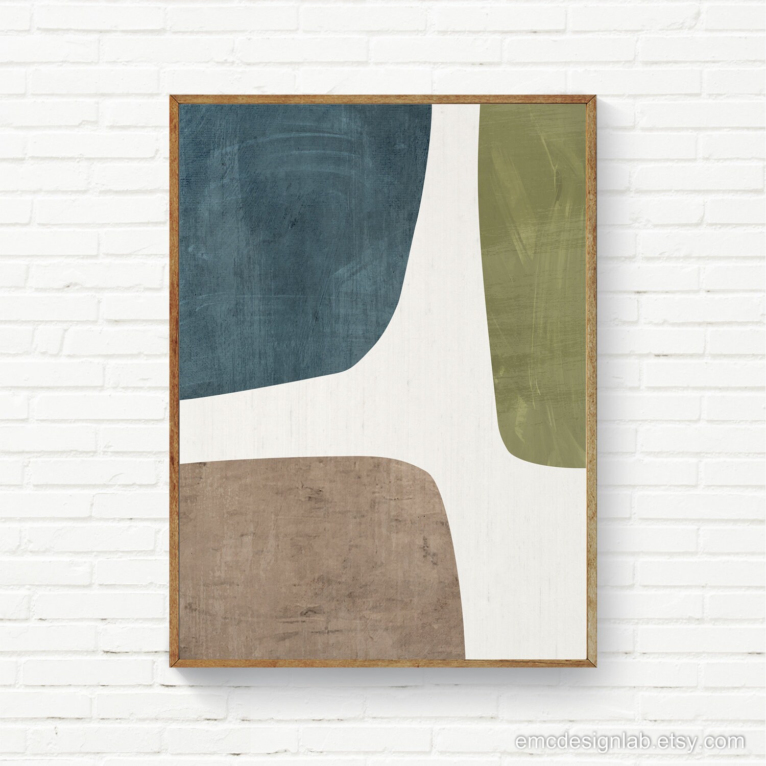 Abstract Minimalist Art Print Set, Rust Green Beige Blue High Quality ...