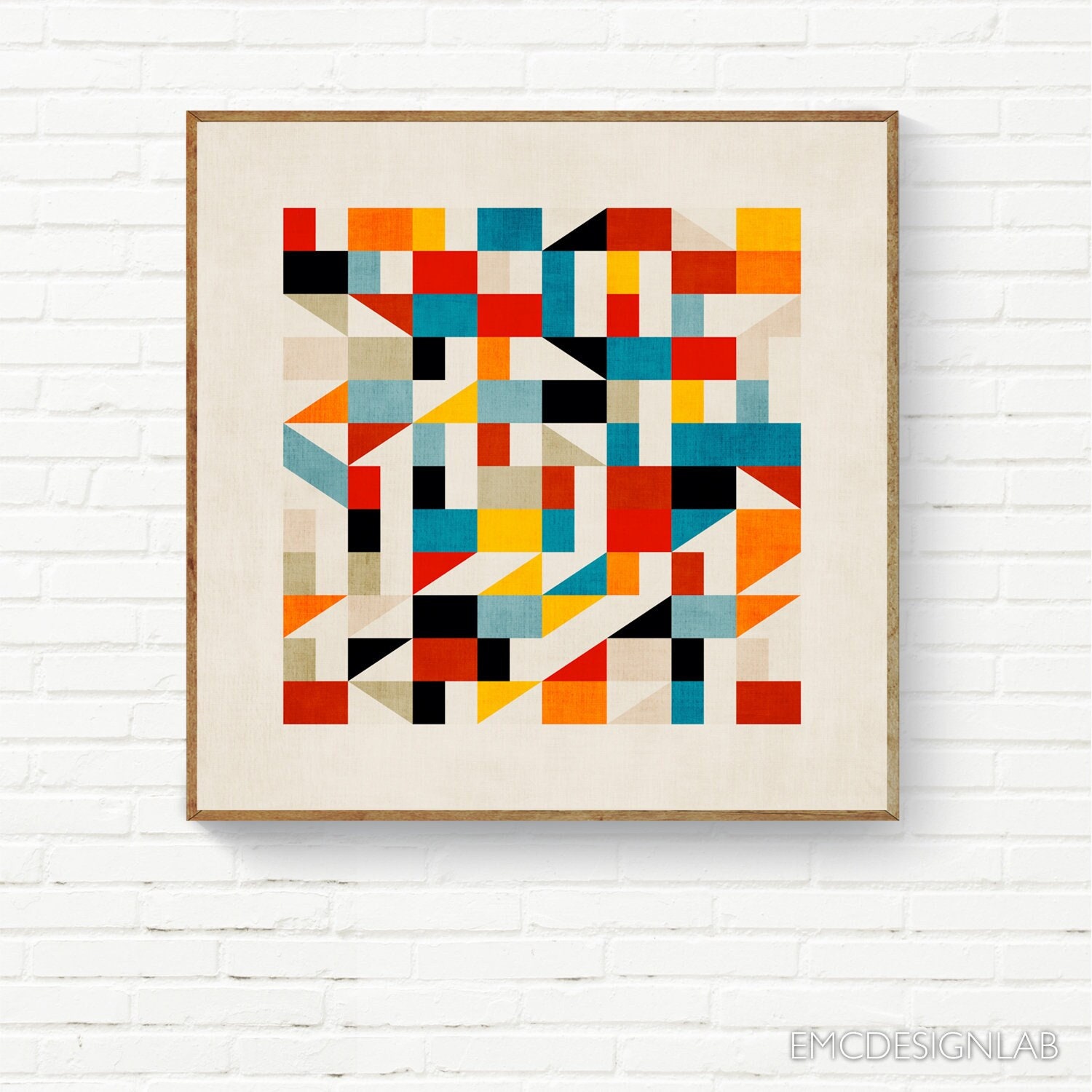 ビンテージ　MODERN GEOMETORIC ART PRINT MCM Original Abstract Geometric Modern Print, Colorful Wall