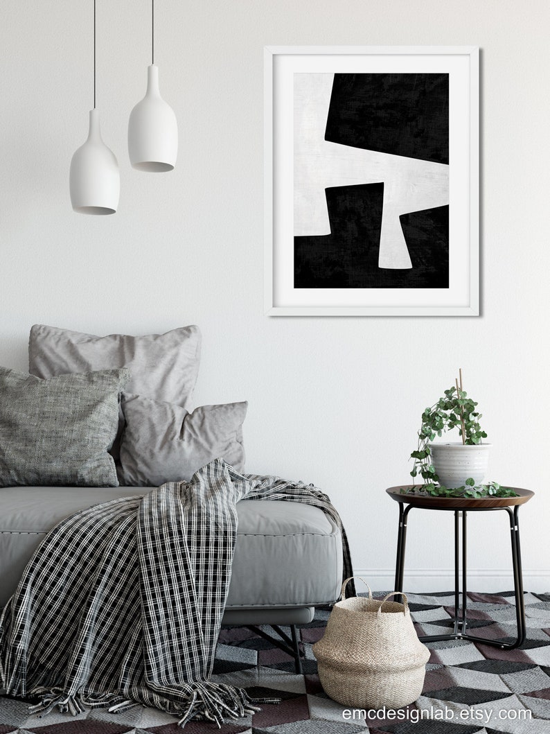 Black White Abstract Geometric Wall Art Bold Black Prints Etsy Black white abstract geometric wall art bold black prints etsy