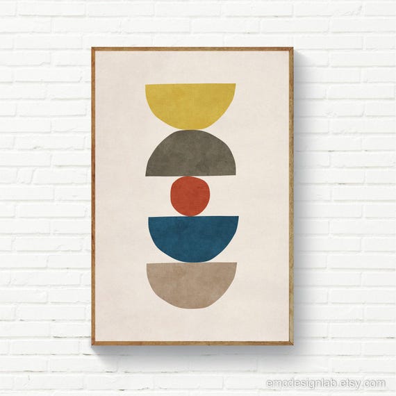 Mid Century Modern Living Room Print, Abstract Half Moon