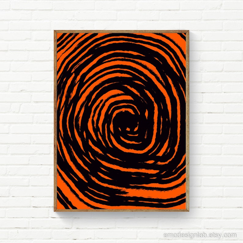 Orange Black Wall Art Abstract Minimalist Bold Prints Etsy