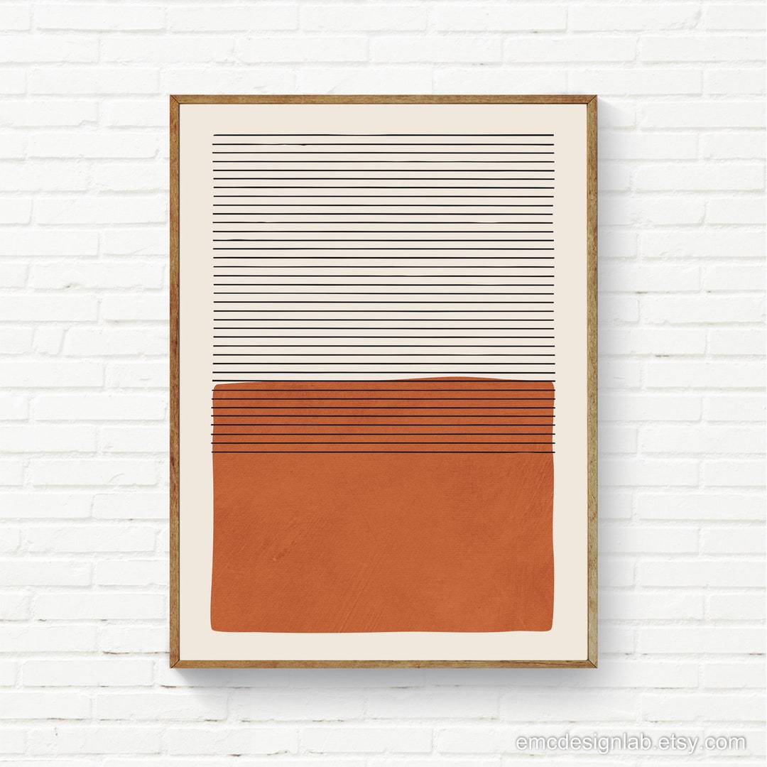 Minimalist Wall Art Burnt Orange Minimal Original Print Boho Living ...