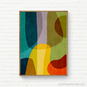 Living Room Colorful Print available also on Canvas, Mid-Century Modern Large Wall Art, Colorful Abstract Wall Art, Bright Colors Print