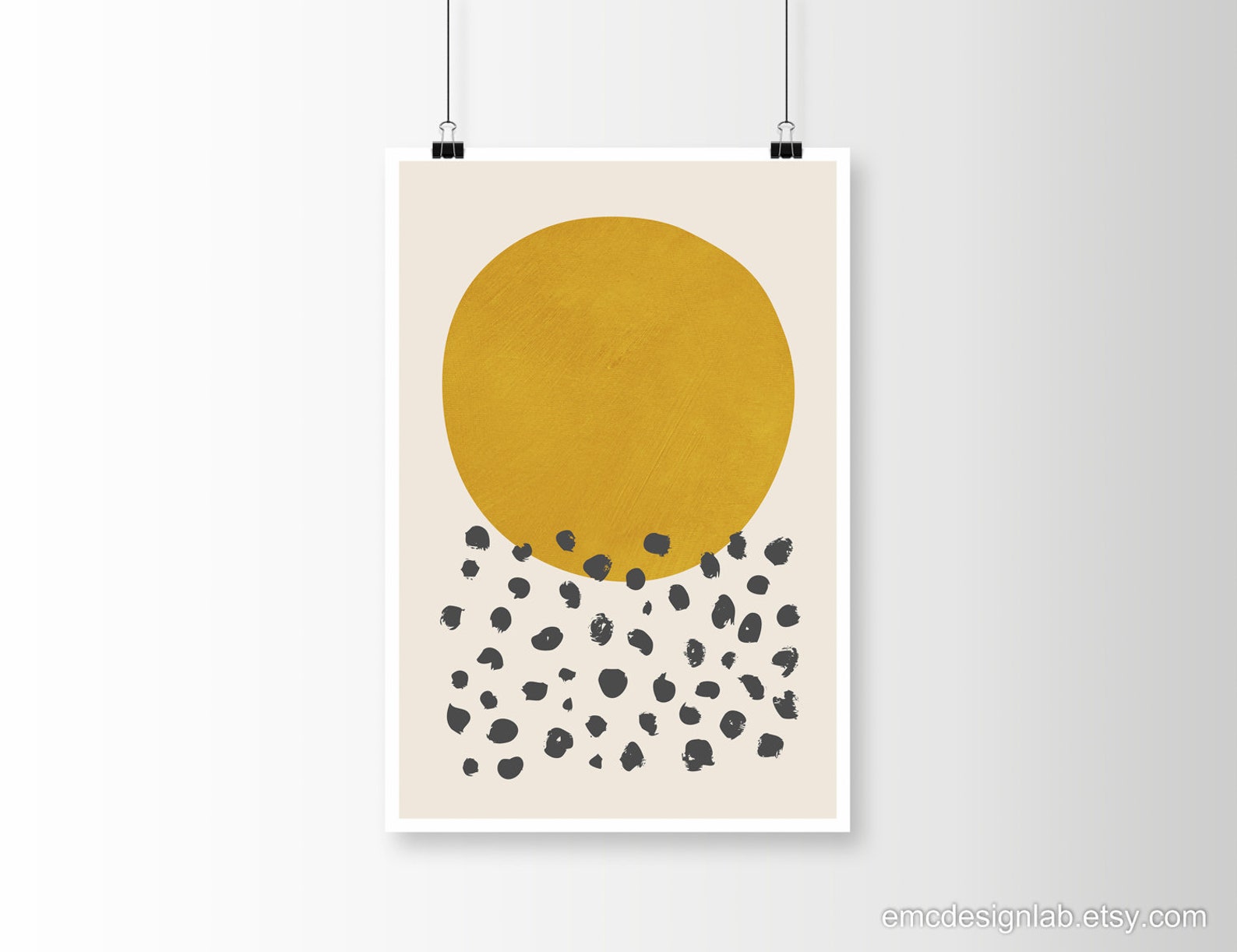 Minimalist Mustard Wall Decor Print Black Dots & Mustard Etsy
