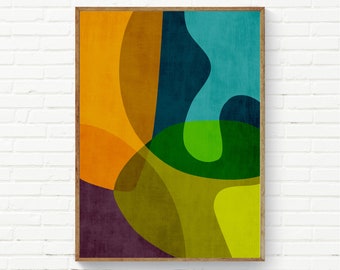 Colorful Modern Abstract Art, Abstract Shapes Painting, Office Prints Decor, Bold Decor, Large Wall Art, Prints for Kids Room, Living Room