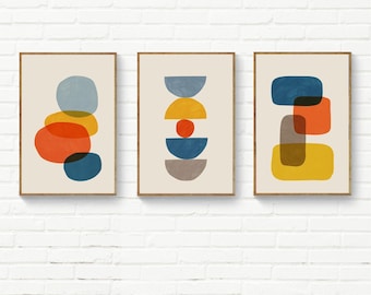 Set of 3 Modern Prints, 3 Mid-Century Modern Wall Art Set, Nursery Colorful Prints, Set of 3 Prints , 24x36  Art
