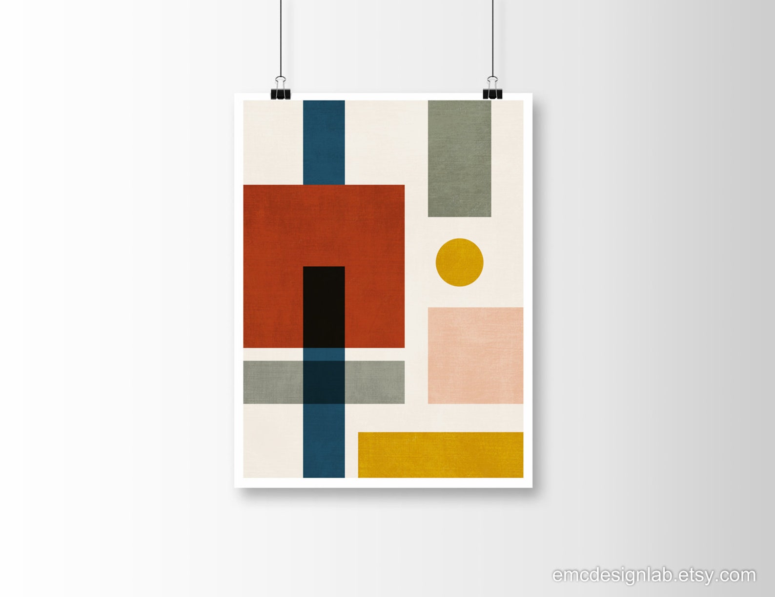Living Room Geometric Wall Art Original Abstract Composition Etsy