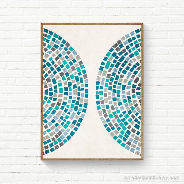 Turquoise Gray Art Etsy