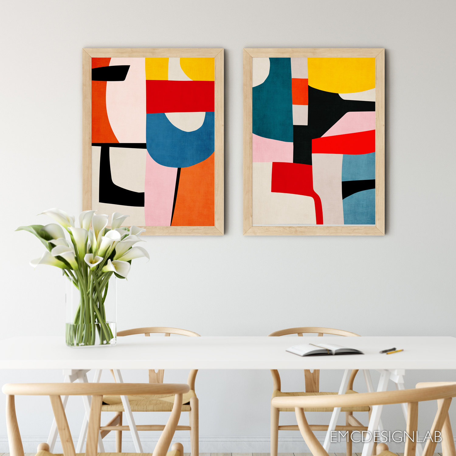Modern Colorful Abstract Art Set of 2 Prints Bold Original Exclusive ...