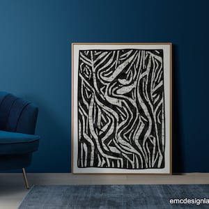 Modern Abstract Rough Texture Linocut Artwork Digital Linocut Abstract ...