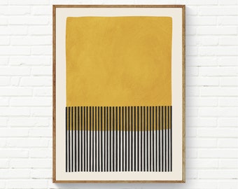 Minimalist Abstract Print Mustard Yellow Black, Bold Wall Art, Mustard Color Block, Minimalist Office Prints