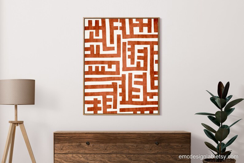 Burnt Orange Geometric Modern Wall Art / Original Unique Bold - Etsy - Unique Geometric Modern Wall Decor