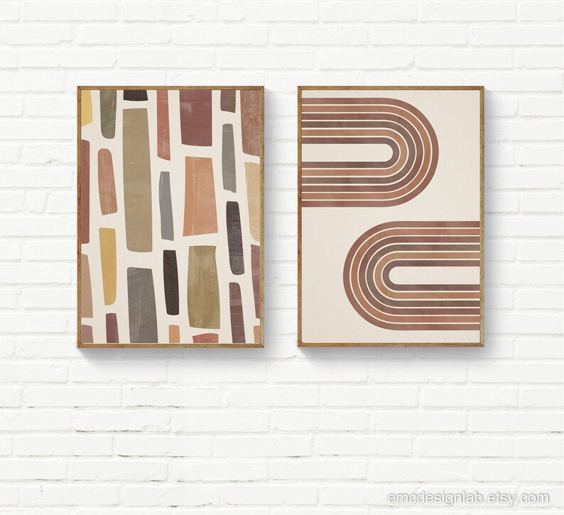 Rectangular Abstract Wall Art Rectangular Organic Shapes Etsy